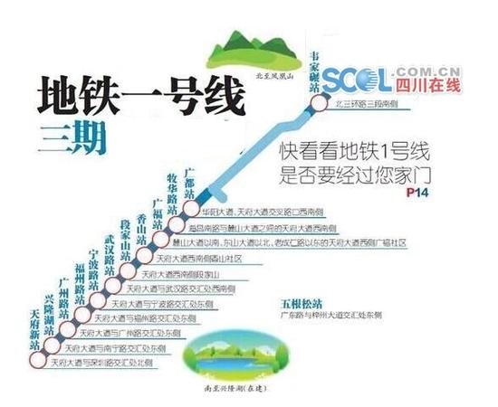 成都地铁1号线三期变更,北段韦家碾站以北暂不实施,原计划延伸至北三环外