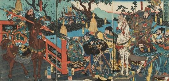 歌川国芳《关羽破五关图》1855年