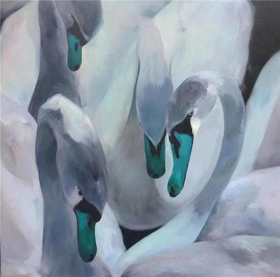 石高青 《白头吟》布面油画 105cm×105cm 2016年