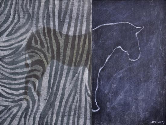 《透光系列之3》 布面油画 丙烯 粉笔 97x110cm 2013年