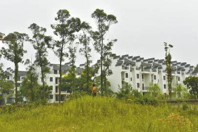 9月1日,崇州市道明镇东岳村4组,村民望着即将完工的安置新房,却一点也高兴不起来。