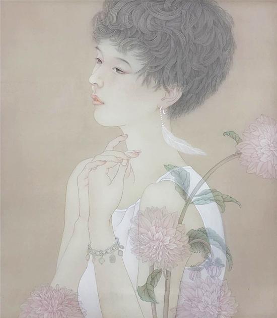郭翔，她，40cm×60cm，绢本，2015