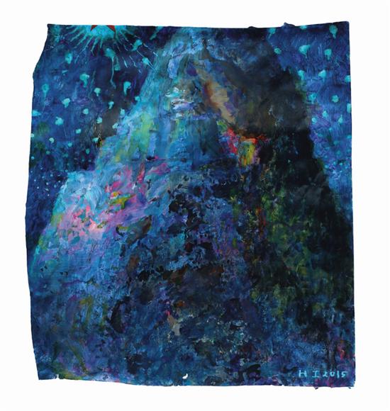 何工，中性山体，80cmx97cm，纸上丙烯，2015