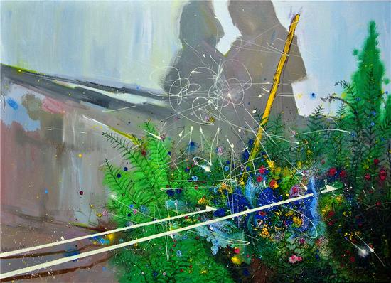 普鹏 《浮生集系列41-那天，我们从这里走过！》 100x140cm 布面丙烯 2016
