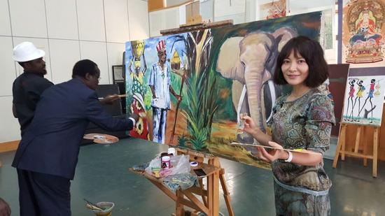 中非艺术家现场合作创作