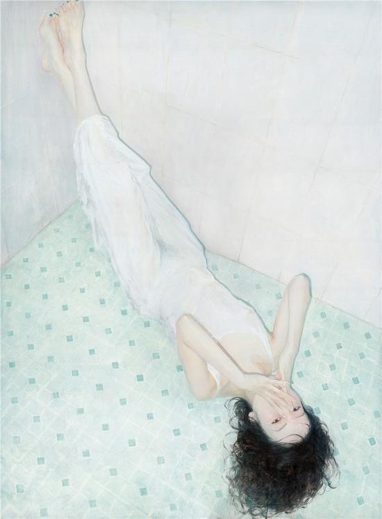 朱可染 《浴室》 布面油画 120cm×90cm 2016