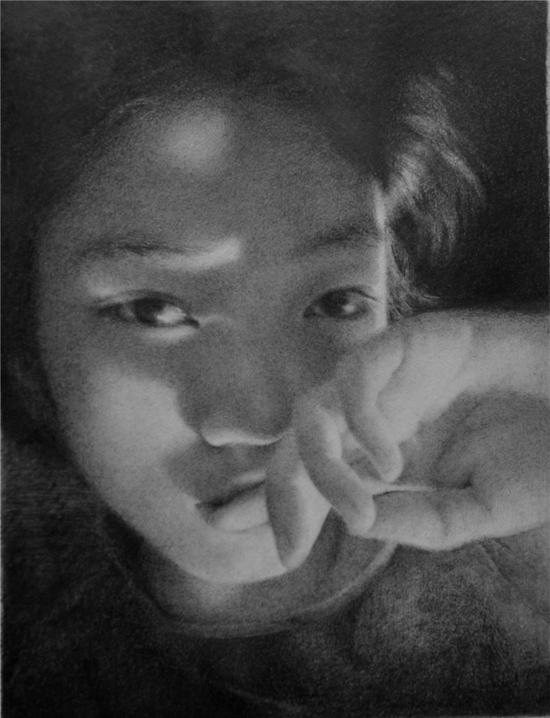 朱可染 《缄默》 纸本素描 27.2cm×20.7cm 2011