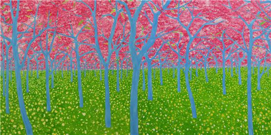 安杰 《花园》 布面油画 350cm×150cm 2016