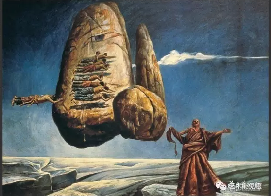 曹勇作品《冈仁布齐断裂层—巡礼者 Ⅶ》(1986,150×100cm)