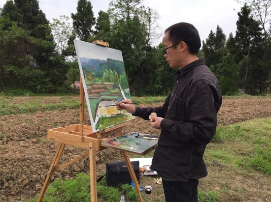 画家在宣汉采风作画