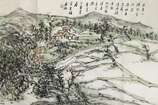 李雪梅 《清溪水色天光連》 68x46cm 2017年