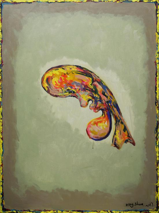 王碩《thinking》60x80cm 布面丙烯 2017