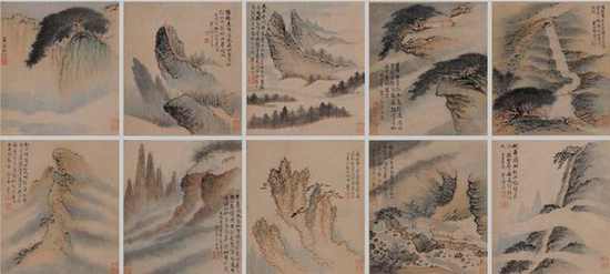 梅清 黄山十景册
册页 设色纸本
30*26*10cm
估价 RMB 10,000,000-15,000,000
