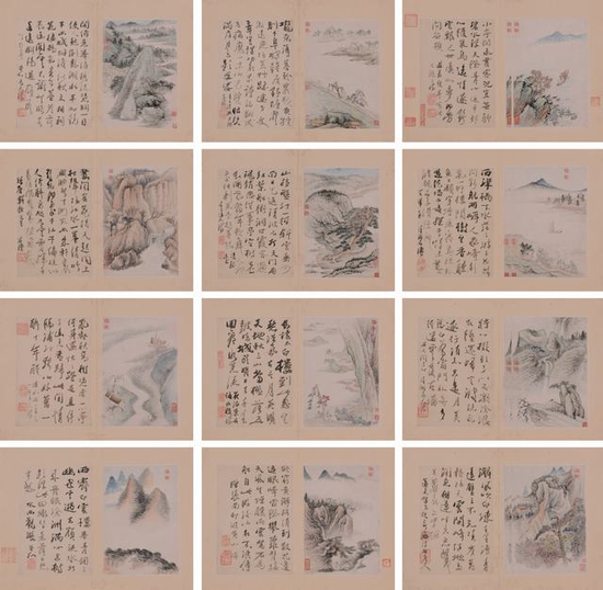 石涛 书画合璧册(十二开)
册页 设色纸本 23*16*12cm
估价 RMB 12,000,000-18,000,000