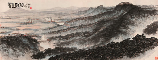 傅抱石 茅山雄姿
镜心 设色纸本
106.5×276.5cm
1965年作
展览:“其命唯新”纪念傅抱石诞辰一百周年,中国美术馆、文化部、江苏省政府合办,2004年八月。
著录:1.《光明日报》1965年9月4日版。
2. 《新华日报》1965年9月8日版。
3. 《江苏画刊》1992年第一期,总第133期,封二。
4.《傅抱石年谱》第310页,上海古籍出版社,2004年出版。
5.《傅抱石年谱》(增订本)第480页,上海书画出版社,2012年出版。