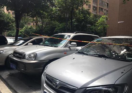 凌晨一场雨小区外墙瓷砖掉落 6车遭殃