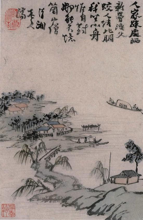 十二开江行舟中作图册之一 程心柏旧藏