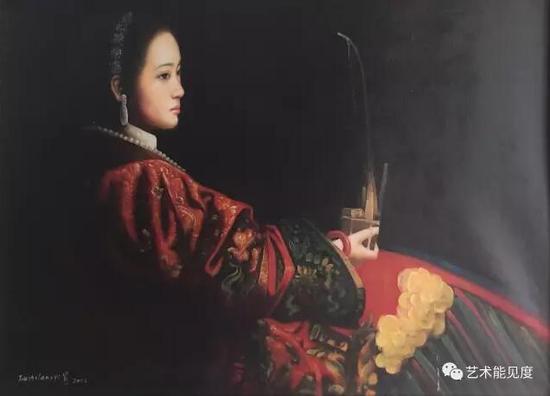 作品名称:女人与烟斗,谁把玩谁
材质:布面油画 尺寸:50x80cm
