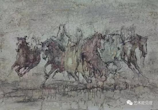 作品名称:八骏图
材质:布面油画 尺寸:53x75cm