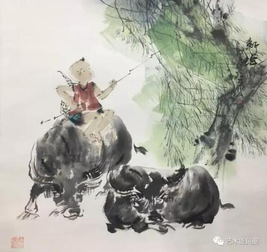 作品名称:新蝉
材质:纸本设色 尺寸:34x34cm(1平尺)
款识:戊子年,敬民写 钤印:邓敬民