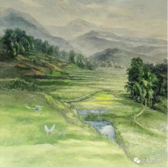作品名称:原乡·立春
材质:布面油画 尺寸:100x100cm