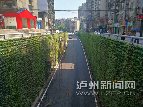 沱二桥北岸下穿隧道绿化施工即将结束。