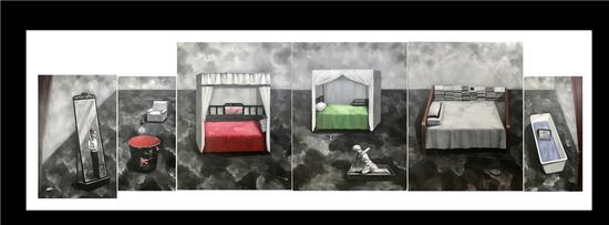 谱系修辞版块：张晓刚《舞台》，260×940cm，布面油画，2017年
