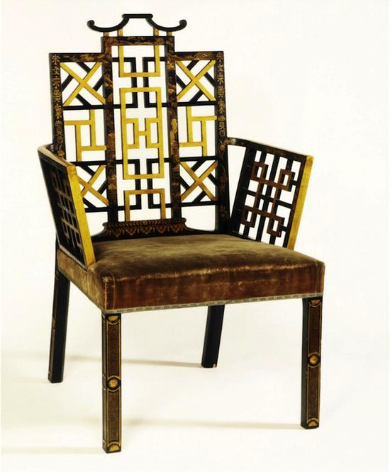 扶手椅，John Linnell设计，1754，灵感源于中国建筑
