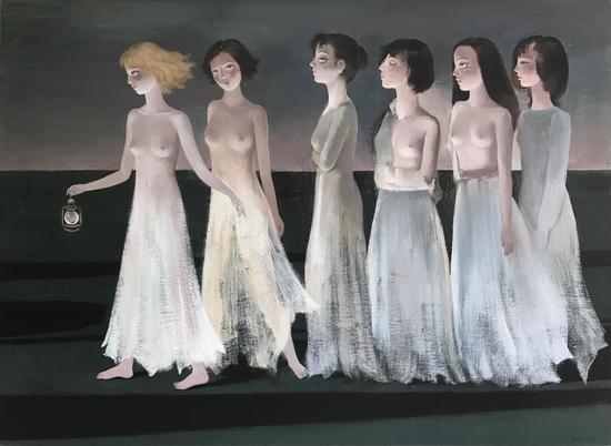 王小双《荼靡》65x90cm布面丙烯2017