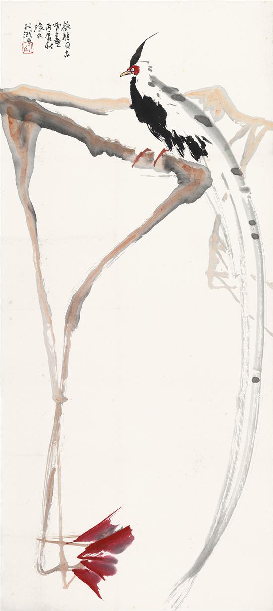 《花鸟》李琼久 设色纸本138cmx61cm