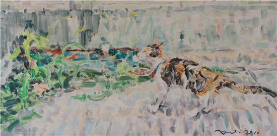 修伟 《光合作用》1 布面油画120cmx60cm