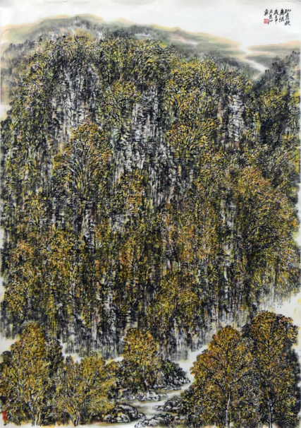 入選作品:中國(guó)畫(huà)《山盡秋無(wú)限》