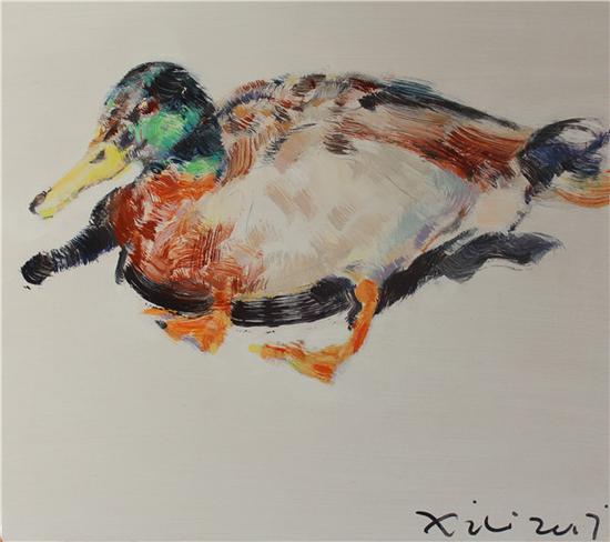 修伟《pose-锦》布面油画 40cmx45cm