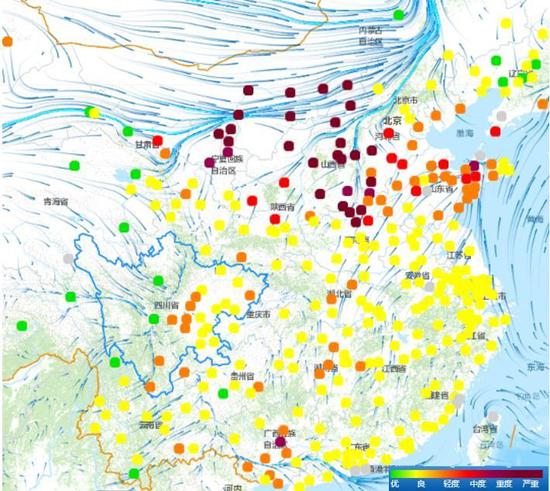 1月13日11时空气质量实况图