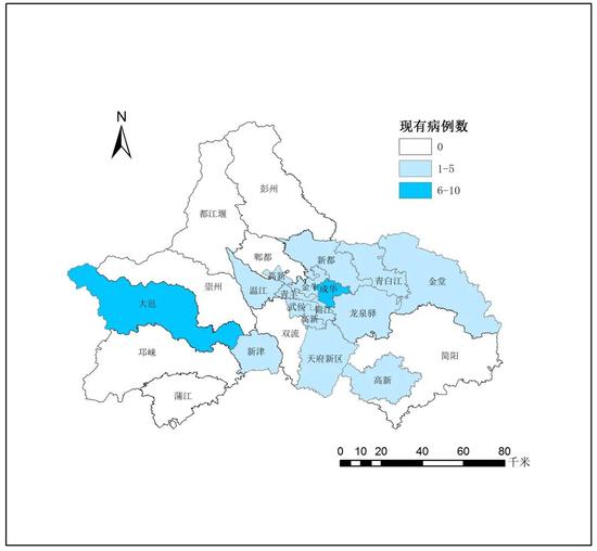 成都市新冠肺炎现有确诊病例疫情地图 （截至3月4日24时）