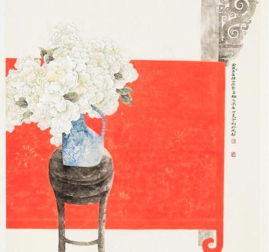 董津金 《屏却相思》 58x63cm