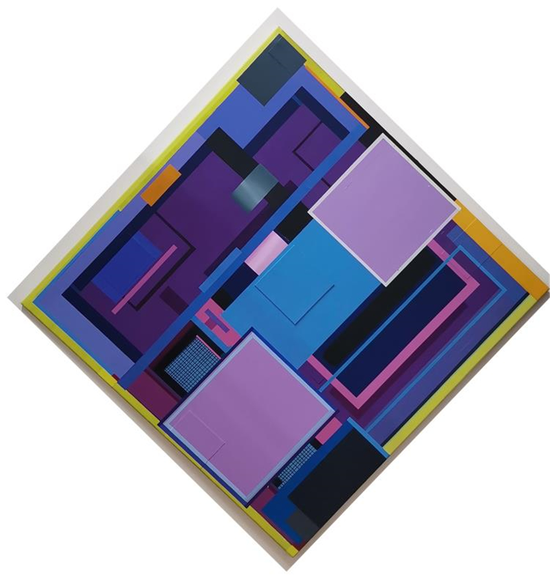 龚建东 《紫气》 布面综合材料 100x100cm 2021