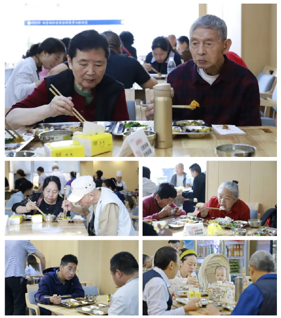 大家正在享用社区食堂里的幸福滋味