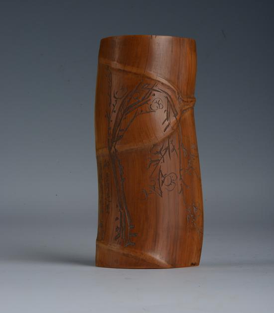 孝穆款罗汉,竹刻臂搁 现代,22x10.5cm,黎晓收藏,中国