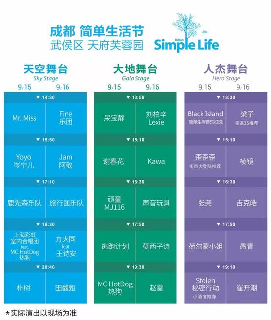 2018成都简单生活节节目单