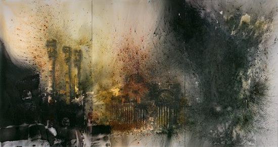 帕米拉,2017,火药、画布,240 cm x 450 cm