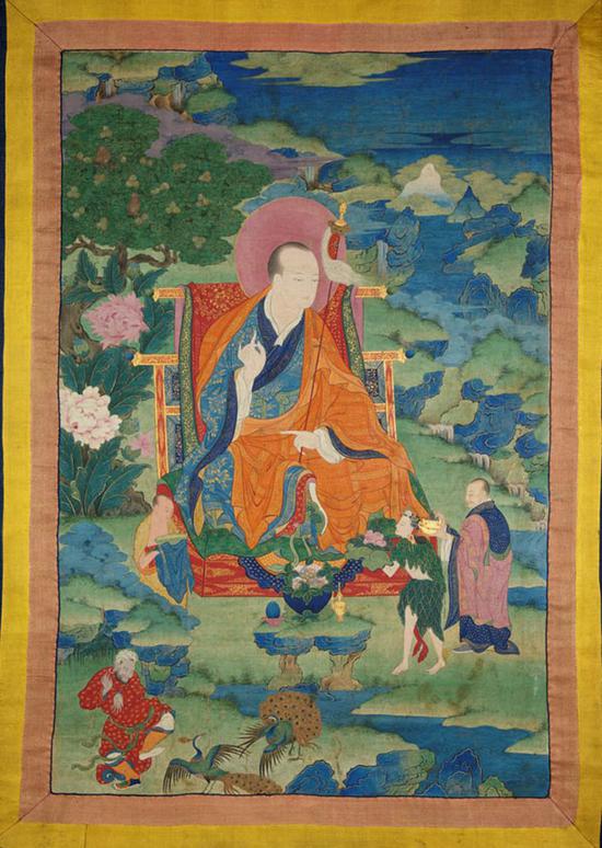 图奇收集的17世纪伐闍罗佛多尊者(Vajriputra Arhat)画作,据推测画作的发现地为西藏东部康巴地区。朱塞佩·图奇博物馆 图