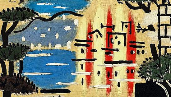 毕加索作品《胡安莱潘》(Juan-les-Pins)局部,作于1924年。图片来源:苏富比