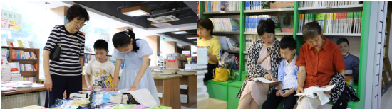 众多家庭选择带孩子来书店看书、购书