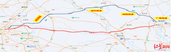 ▲南充至成都方向车辆绕行线路