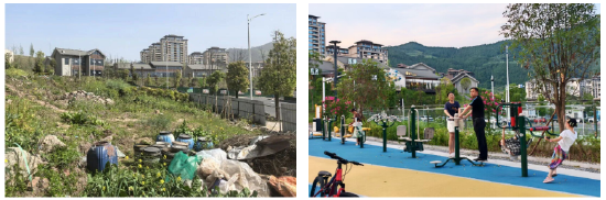 红星社区便民服务中心旁的闲置地块改造前vs改造后
