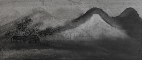 朱雅梅《此山(二)》26.4x63.2cm 纸本水墨 2017