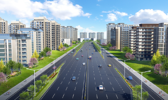 ↑五环路（双流段）怡心湖改造段（剑南大道至荷韵西路）效果图