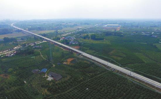 4月9日,成都至蒲江铁路已经初具规模,这是成蒲铁路蒲江段经过成新蒲