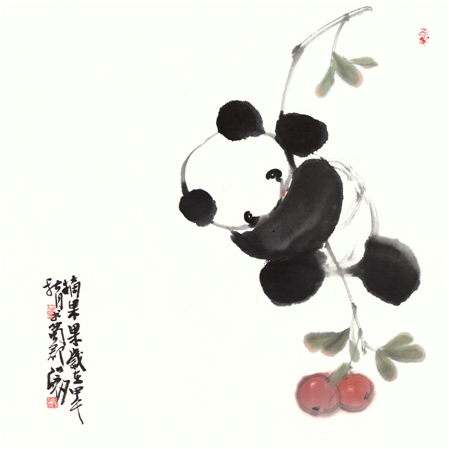 张剑 《摘果果》 50x50cm 2014年 纸本